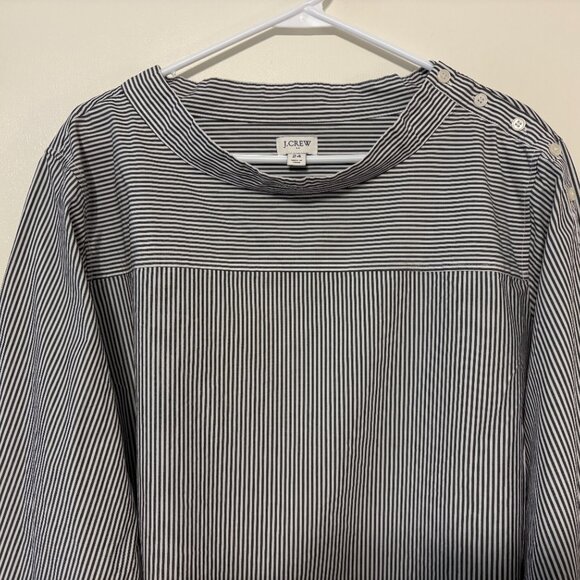 J. Crew Women's Plus L/S Striped Funnel Neck Popover Shirt Top Blouse Sz 24/3X - Picture 2 of 9